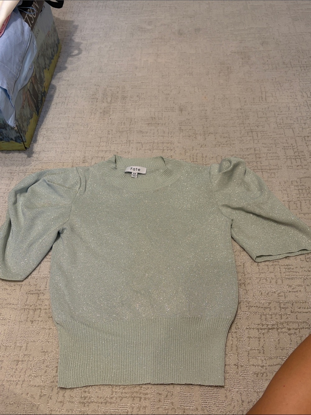 FATE Sequin Puff Sleeve Top